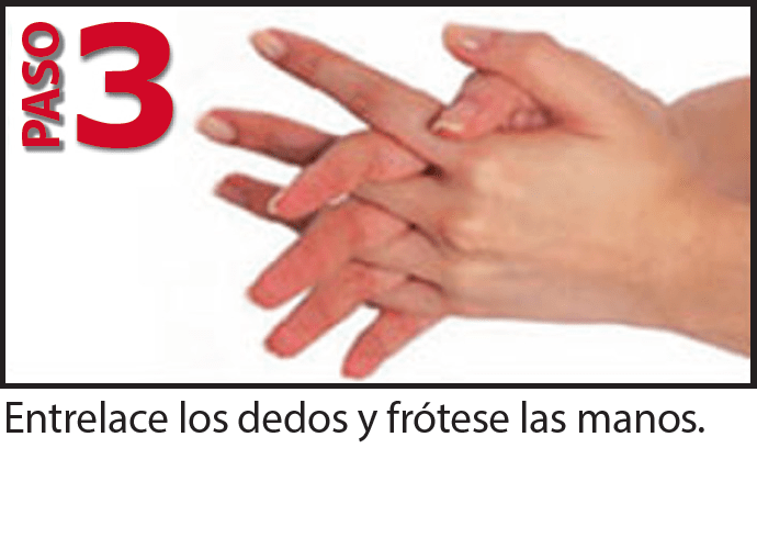 Entrelaza los dedos y frota las manos