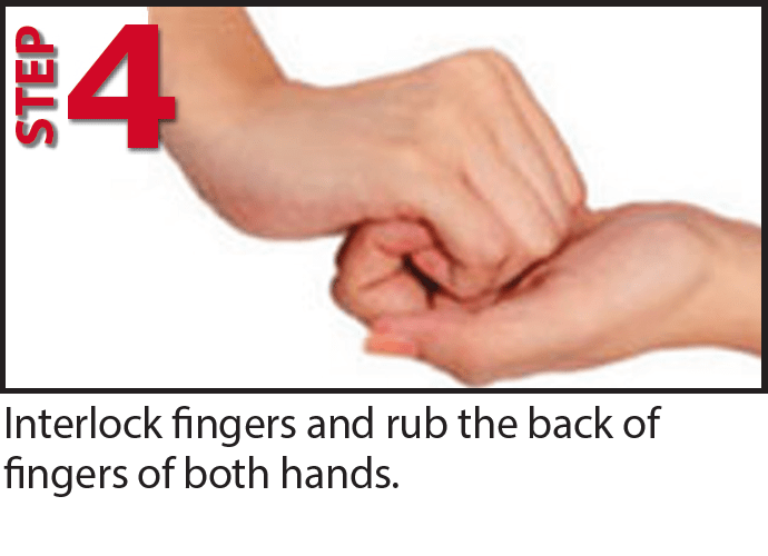 Interlock fingers and rub the back of fingers