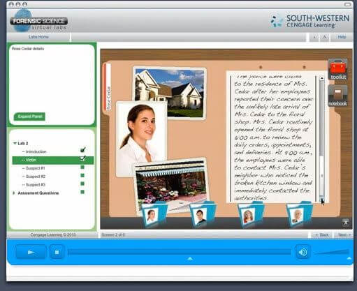 Cengage: Forensic Science Virtual Labs